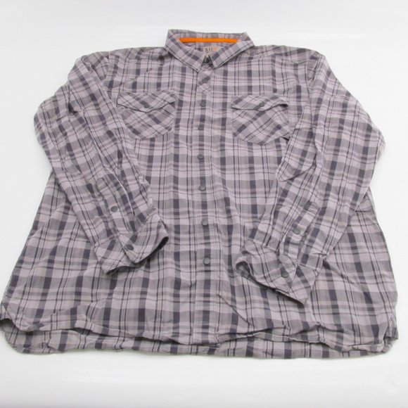 Mens 5.11 Tactical Gray Plaid Snap Button Down Long Sleeve Shirt - Picture 1 of 6
